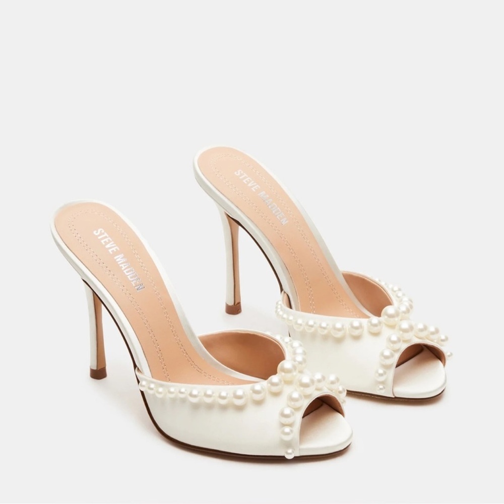 Steve Madden Priya- White Pearl Embellished Heels